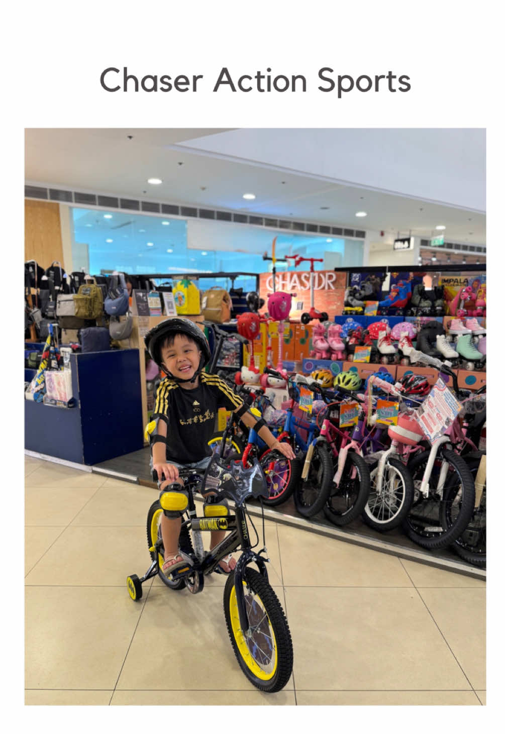 Matteo’s graduation gift was a total hit. This Batman bike from @Chaser Action Sports has him smiling nonstop! From the ride to the matching gear (yes, even the tumbler!), it’s everything a little superhero could dream of. Gift your kids their adventure gear from Chaser Action Sports online or in leading department stores. #chaseractionsports #batmanbike 