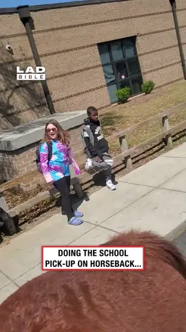 She'll be the coolest kid in school tomorrow 🤣👏 (🎥: ViralHog) #ladbible #coolvideos #kidsoftiktokfunny #schoolrun #horsesoftiktok #wholesome