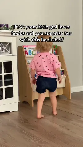 I scored this NEW @KidKraft bookshelf for $14 😍 I don’t know who’s more excited!  #foryoupage #fyp #MomsofTikTok #toddlermom #sahm #girlmom #motherdaughter #toddlervideo #BookTok #booklover 