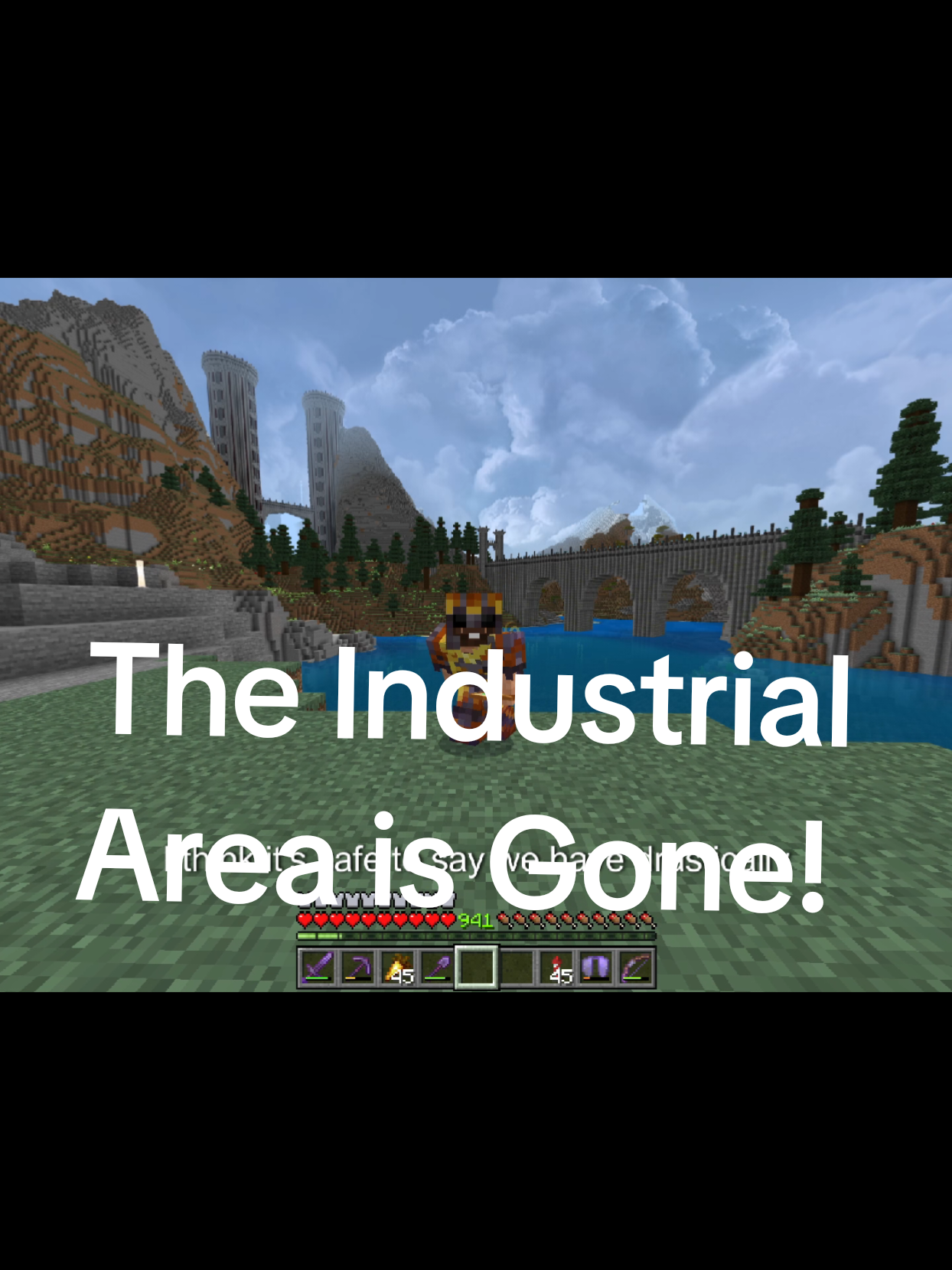 I made a Bridge and tore down all my Farms! #Castle #Minecraft #Clockcraft #terraforming #village #farms #bridge 