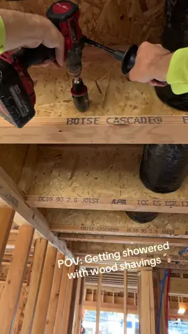 Drilling out the holes for my homeruns ⚡️#electrician #construction #wireman #electrical #newconstruction #work 