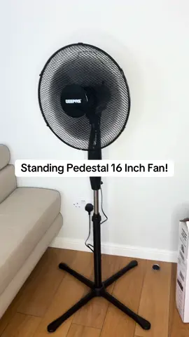 16 Inch, 3 Speed Standing Oscillation Fan! #standingfan #fan #summerhacks #tiktokmademebuyit #pedestalfan #dealdrops #homeliving #office #homeessentials 