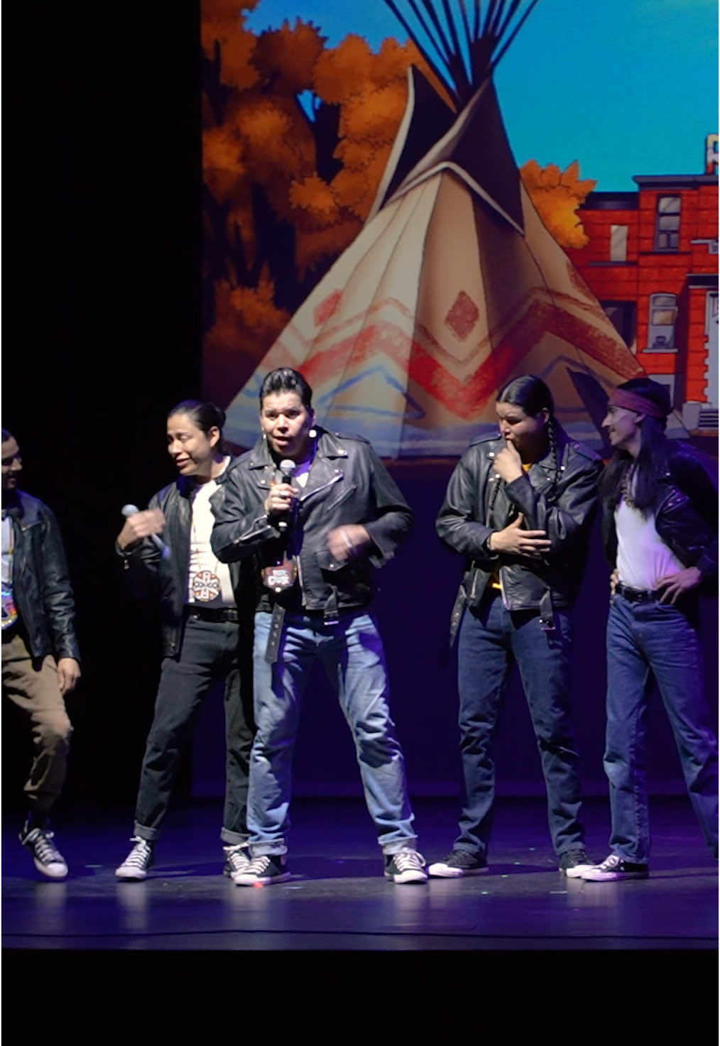 Check out the Thunderbirds hangin' out and chattin' up some slick rez rizz on Bear Grease! 🤣⚡️ #nativesoffbroadway #beargreasemusical #nativesonbroadway #yourfavoritetheatre #thunderbirds