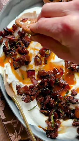 Whipped Goat Cheese and Candied Bacon Dip - adding cherry tomatoes for spring and summertime entertaining. So yummy! 