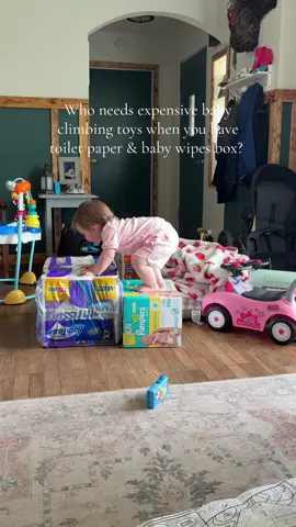 Not her falling onto the blanket & pillow 🤣 Seriously though this girl thinks everything is a jungle gym. #toddlersoftiktok #toddlermom #girlmom #sahmlife #momlife 