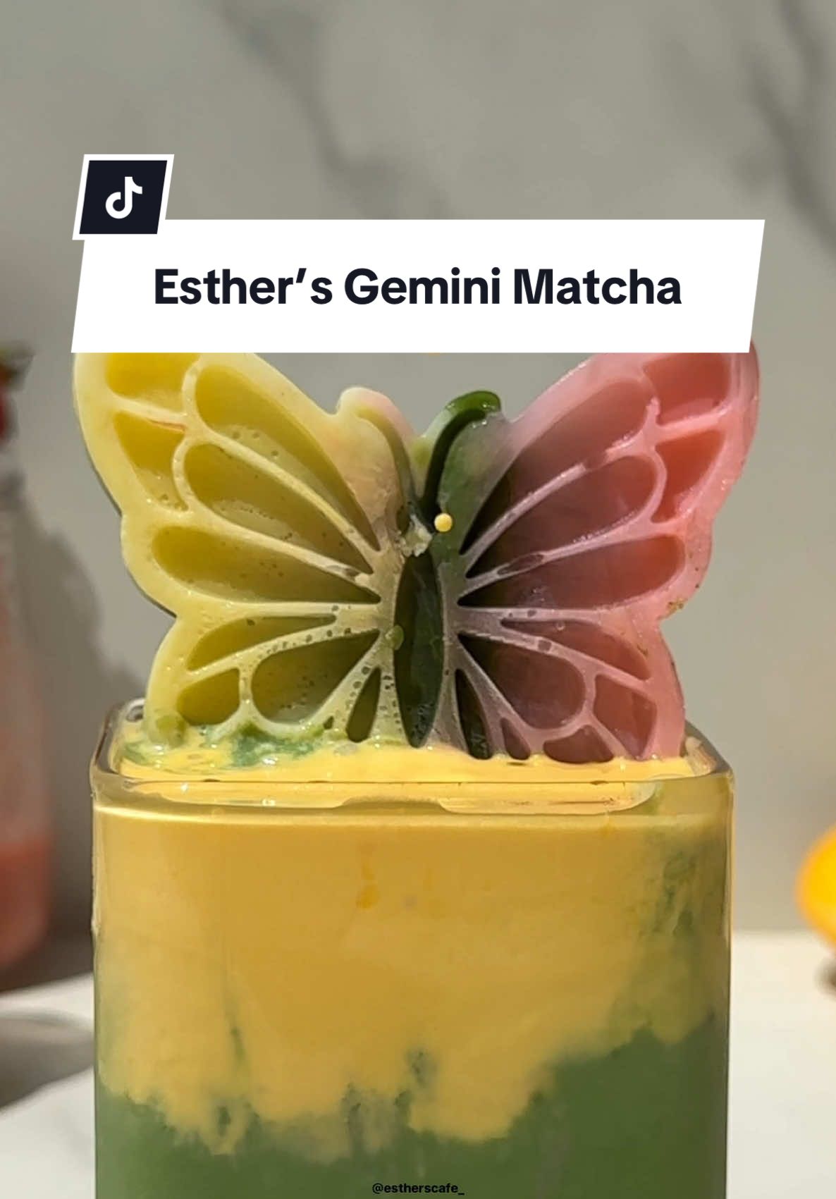 Come sip esther’s gemini matcha this weekend - Mango Strawberry Matcha Latte ✨ @estherscafe X @oliveandjamescafetea  📍 7473 Melrose Ave, Los Angeles, CA 90046 📆 05/17 ~ 05/30 (Mon closed) RECIPE  🍓 strawberry kisses:  - fresh strawberries - strawberry jam  - condensed milk  - strawberries & creme califia  → blend until smooth 🧊 ice the social chameleon 🍵 matcha calm: - whisked matcha + milk → pour over ice 🥭 mango chaos: - mango puree  - heavy cream - sugar → froth into a creamy mixture  #losangelescafe #losangelesmatcha #mangomatcha #mangostrawberrymatcha #estherscafe