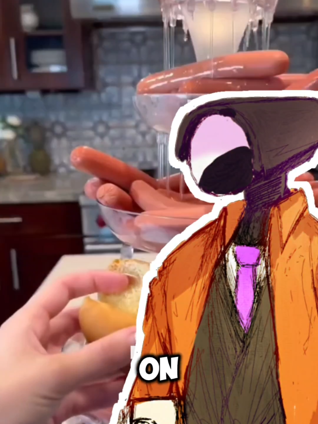 FELLAS, WHY WE MAKIN HOTDOG FOUNTAINS?!... #theonlycameramanyt #humortiktok #comedian #voidcafe #meme #funnyvideo #fyp #food #badcooking #cooking #meme 