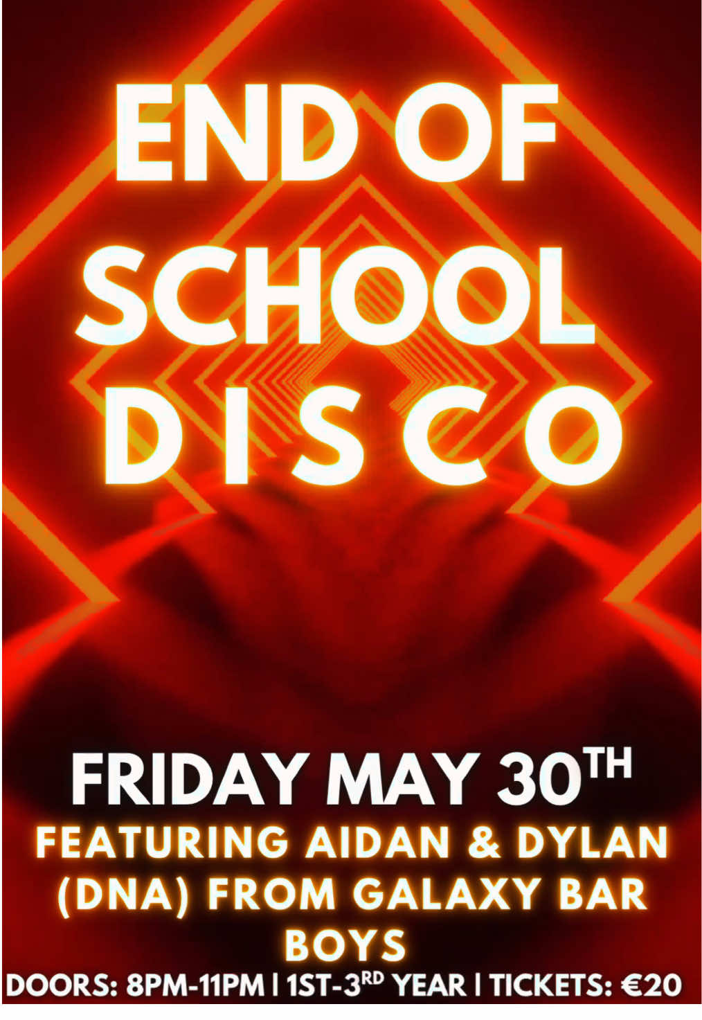 🎉 **Get Excited for the Rev Midleton End-of-School Disco!** 🎉  Join us on **Friday, May 30th**, as we celebrate the conclusion of the school year and the start of summer! We're hosting our **biggest disco yet**, featuring the amazing DJ Duo DNA—Aido & Dylan from Galaxy Bar! 🎶✨ **Important Reminder:** This is the *second to last* disco in Midleton before summer, so don’t let this chance pass you by! Plus, it's all for an incredible cause—the Midleton Community Centre's Fundraising campaign!  A heartfelt thank you to everyone who has contributed to our local fundraising efforts. A portion of the proceeds will support the upkeep and maintenance of the community centre, which serves the secondary school, Midleton basketball, and other local activities. Your support is vital for keeping our community centre running smoothly! Please help us spread the word and share the excitement!  Expect loads of giveaways and awesome prizes up for grabs! **Event Details:** 🗓️ **Date:** Friday, May 30th   ⏰ **Time:** 8 PM - 11 PM   👩‍🎓 **Who’s Welcome:** Secondary school students ONLY  🎟️ **Tickets:** Just €20! Get yours at [www.revdiscos.ie/tickets](www.revdiscos.ie/tickets)   **Don’t wait!** Tickets are selling fast, and we expect to sell out! Let’s make it a night to remember! 💃🕺 **#RevDisco #EndOfSchoolParty #SummerKickoff #LetsDance #Disco2025 #Midleton #Cork #Ireland #Teenagers #FYP #IrishEvents #GalaxyBarBoys #DNA**