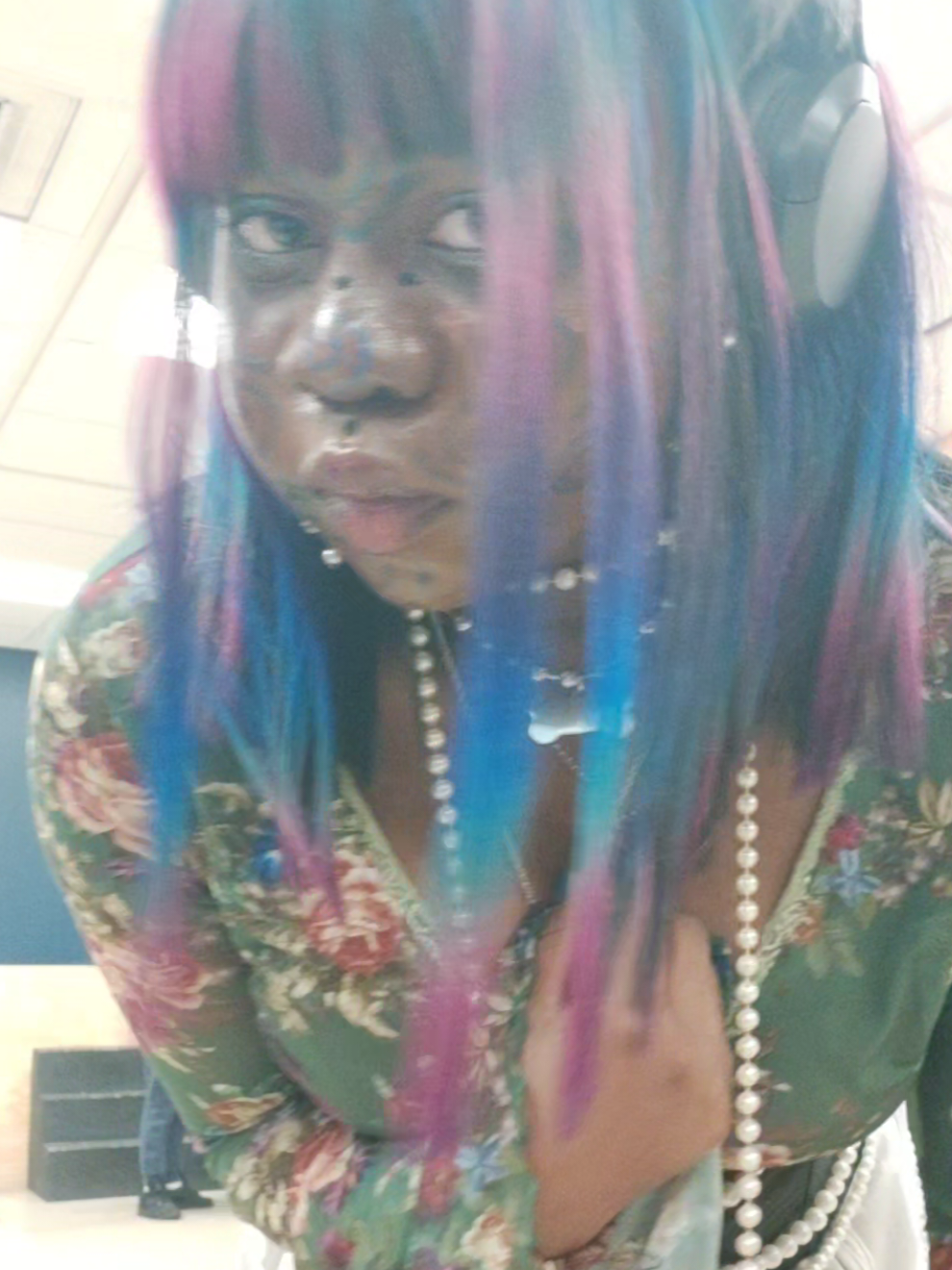 YEARBOOK PHOTOS!!  ignore the fact that my makeup is actively melting 😭 #whimsical #genderfluid #catboy #catgirl #kenonomimi #kemonomimi #furry #yearbookphotos #pictureday #wig #fairy #blackalt #alt #fyp #random #prettyboy #facepaint #galaxyhair #gachaoc #blowthisup 