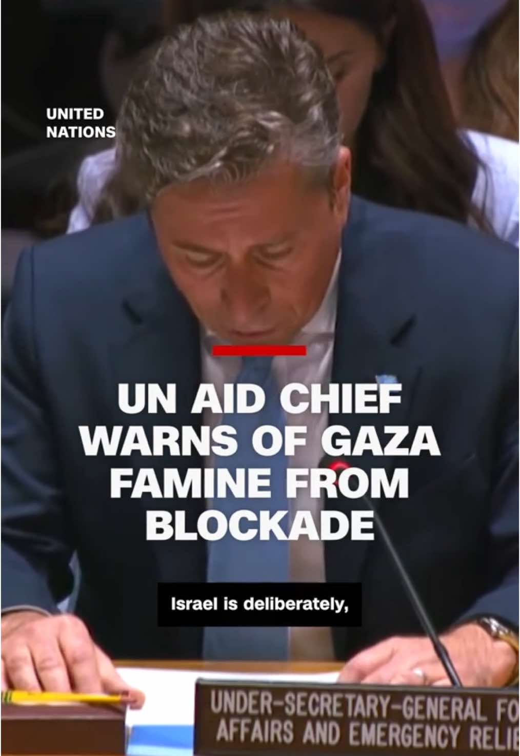 Tom Fletcher, UN Under-Secretary-General for Humanitarian Affairs, addressed the Security Council in New York and called for an end to Israel's blockade on Gaza. A new UN-backed report warns that nearly one in five people in the Gaza Strip are facing famine. #CNN #news #Gaza #Israel