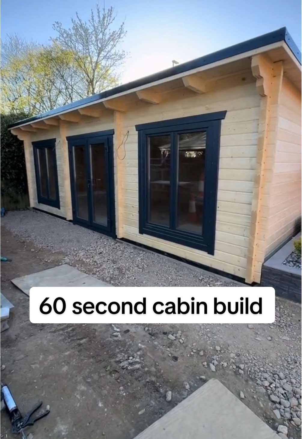 Building a garden cabin in 60 seconds #cabinbuild #logcabin #gardenpub #gardenmakeover #Outdoors 