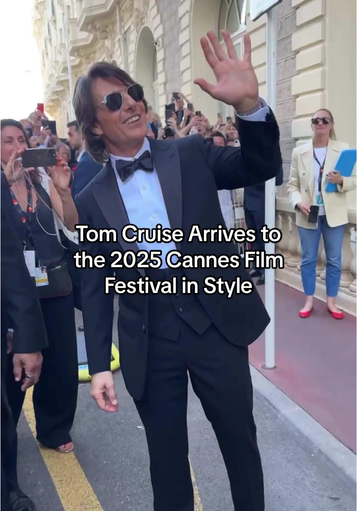 He’s a movie star and he knows it. #TomCruise has officially touched down at the 2025 #CannesFilmFestival. 