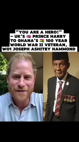 Prince Harry celebrates a 100 year World War II Legend from Ghana on his 100th Birthday. #veteran #happybirtday  #wwii #hammond #princeharry #gkaboatengofficial #relatable #fyp 