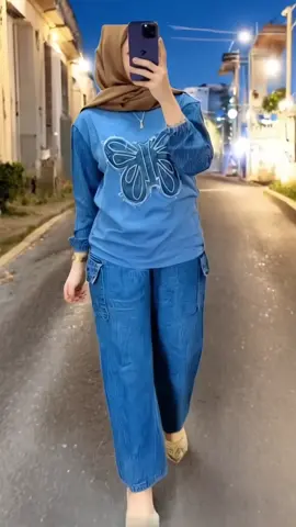 Oneset standart Setelan Jeans Kombinasi Kaos Wanita #setelan#setelanwanita#setelankekinian#fyp