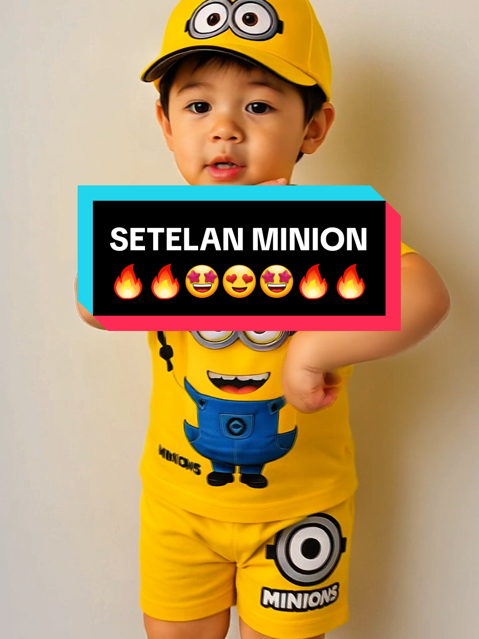Setelan anak cowok topi + baju + celana motif gambar minion bahan bagus tebal adem nyaman dipakai sikecil #outfitanak #fashionanak #setelananak #bajusetelan #bajusetelananak #minions #wibgajian #cuantanpabatas 