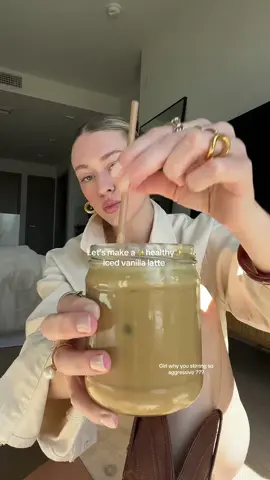 A healthIER ?? Iced vanilla latte okurrr #icedlatte #athomecoffee #icedlatterecipe 