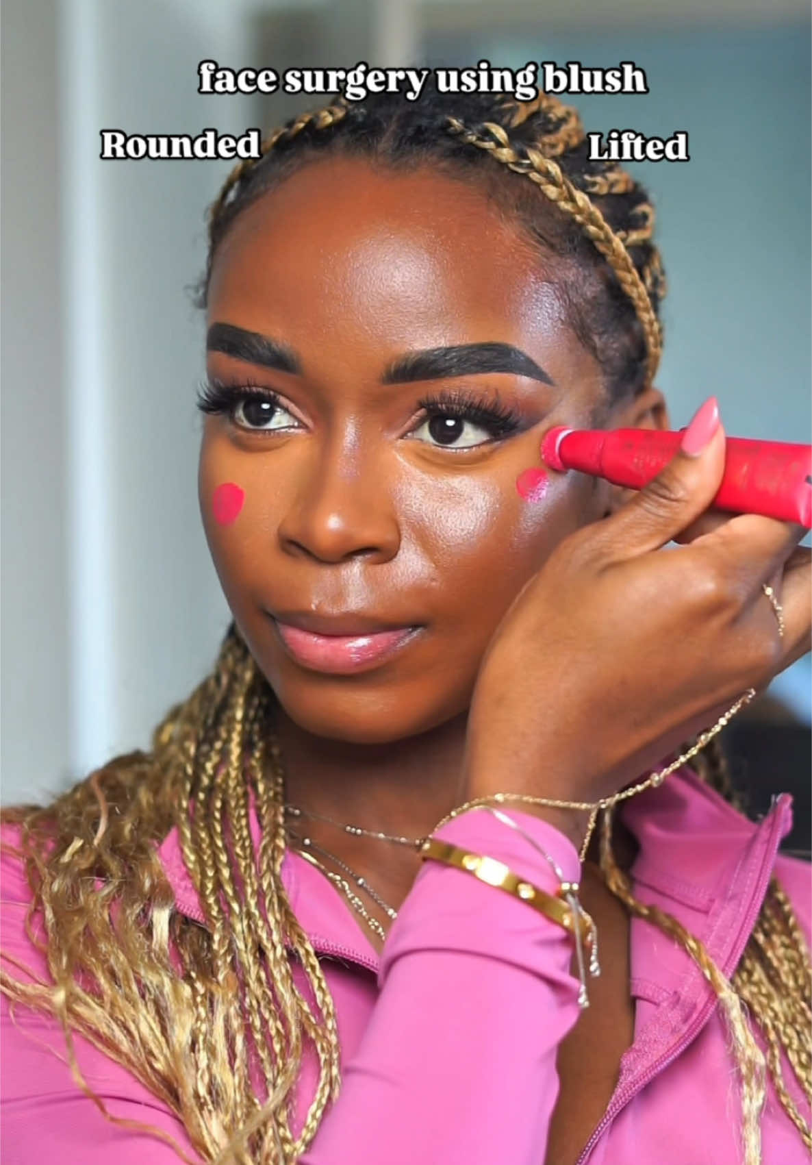 Rounded or lifted? Face surgery using blush. Using @charlottetilbury blush  • Collabs: chayeimodelmanagent@gmail.com • #reels #explorepage #makeupvideos #makeup #makeuptutorial #makeuphacks #blush  