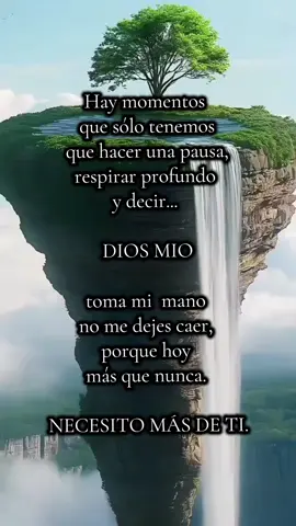 Hay momentos  que sólo tenemos  que hacer una pausa,  respirar profundo  y decir...  DIOS MIO   toma mi  mano  no me dejes caer,  porque hoy  más que nunca.  NECESITO MÁS DE TI.