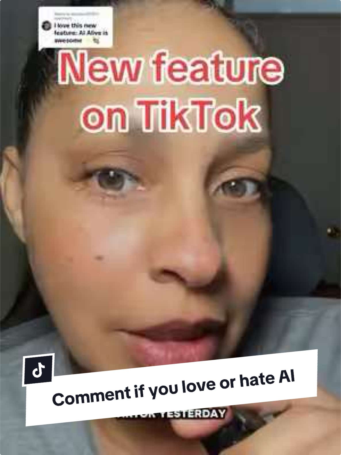 Replying to @heysam2025 I agree, the new AI Alive feature is pretty cool🤖 Comment do you love or hate AI?  #newtiktokfeature #newfeatures #tiktokfeature #stories #yesorno 