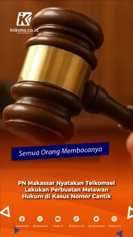 Pengadilan Negeri (PN) Makassar telah mengumumkan dan mengeluarkan putusan dalam kasus gugatan nomor cantik Telkomsel. Dalam sistem informasi yang diperoleh, putusan ini dilakukan pada Kamis, 8 Mei 2025. Sucianto sebagai penggugat. Kemudian pihak Telkomsel sebagai yang tergugat. Sucianto saat dikonfirmasi membenarkan hal tersebut. Pihaknya akan mendukung dan mengawal terus kasus yang dianggap telah merugikan masyarakat. “Kami puas dengan putusan majelis dan kami siap mengawal. Walaupun ada sedikit catatan untuk melengkapi,” ucap Sucianto kepada Radar Makassar, Kamis (15/5/2025). Pada Amar Putusan, PN Makassar mengadili Mengabulkan Gugatan Penggugat Untuk Sebagian; Menyatakan Tergugat Telah Melakukan Perbuatan Melawan Hukum; Menyatakan Tergugat Bertanggung Jawab terhadap Kerugian yang dialami Oleh Penggugat; Menghukum Tergugat mengembalikan Nomor Milik Penggugat (0812-222-888) kepada Penggugat dengan jaminan keamanan dan privacy, serta memberikan ganti kerugian tambahan berupa 1 (satu) Kartu Nomor Perdana level Golden sebagai Pertanggung jawaban karena tidak dapat menyelesaikan Komplain Penggugat sesuai dengan Batas waktu Pelayanan; Menghukum Tergugat Untuk mengganti Kerugian Biaya Operasional yang harus dikeluarkan Penggugat Rp. 140.000.000,- (Seratus Empat Puluh Juta Rupiah); Menghukum Tergugat  untuk membayar seluruh biaya perkara yang timbul dari perkara ini sebesar Rp. 258.000 (Dua Ratus Lima Puluh Delapan Ribu Rupiah). . . Selengkapnya baca di radarmakassar.co.id . . www.inikata.co.id Semua Orang Membacanya . . #indonesia #sulawesiselatan #makassar #fyp #fypシ゚ #tiktok #xyzabc #indonesia🇮🇩 #info #update #video #padahariini #pengadilan #keadilan #telkomsel
