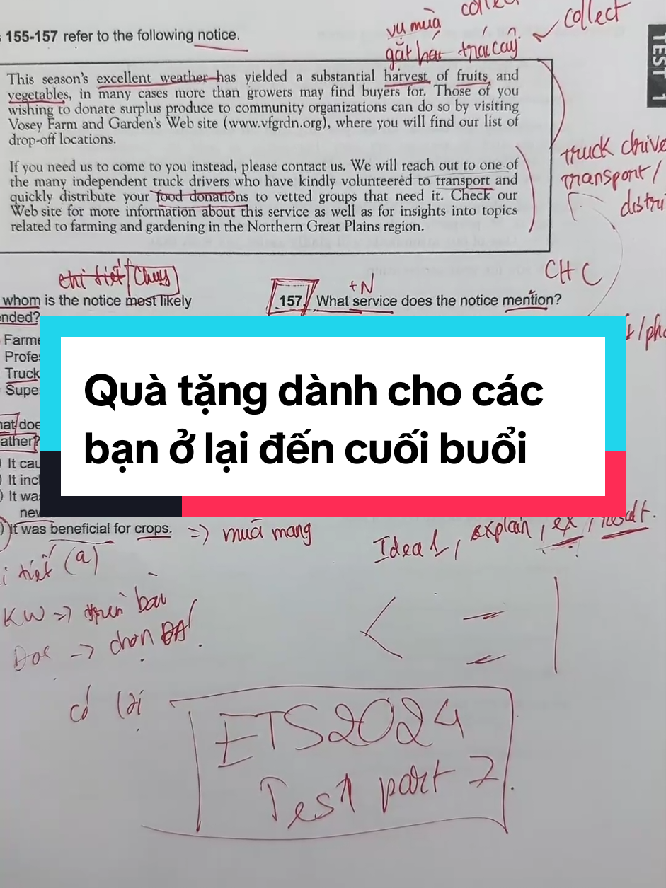 Giải đề ETS 2024 part 7 test 1 Các bạn học giải đề 1 tiếng rưỡi còn muốn học nữa 🥰 Học sao mà 1 tiếng rưỡi giải sau câu mà dính vậy taaa? #ets2024 #part7  #toeic  #english 