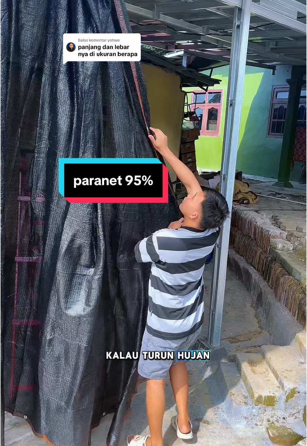 Membalas @yohwe jring paranet kerapatan 95% anti uv penghalang sinar matahari angin dan hujan #paranet #jaringparanet #peneduhtanaman 
