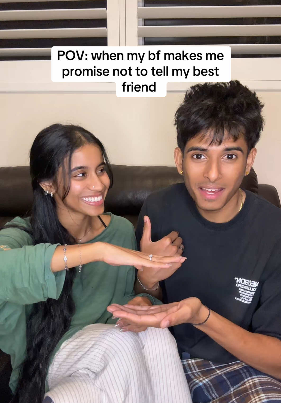 we won’t tell anyone, right @shakthi🦥 ? 😌🥹 #couplestiktok #relatable #relationshipgoals #couplestiktok #funny #browntok #tamiltok #tamilcomedy 