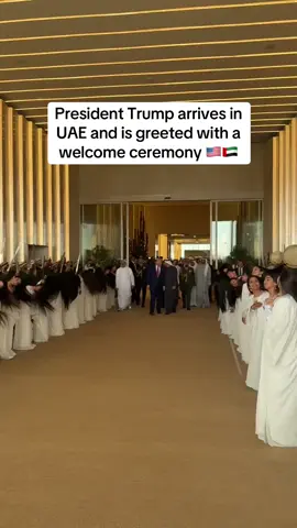 WATCH 🚨 @President Donald J Trump arrives in the United Arab Emirates and is greeted with a welcome ceremony!  #maga #uae #donaldtrump 