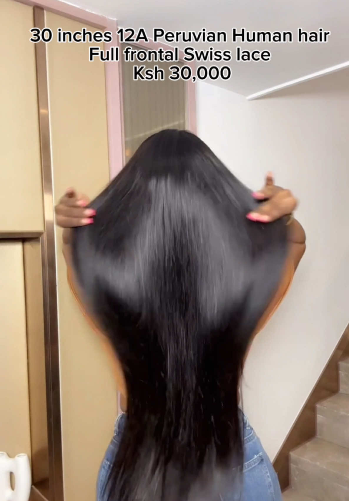 Silky straight 12A peruvian human hair 30 inches with swiss lace full frontal available at ksh 30,000.  🌸Can be dyed ,bleached ,  🌸Full frontal can be parted anywhere  🌸Can be curled and tonged  🌸Available in black #fyp #humanhair #happyclients #remywigs #SmallBusiness #smallbusinesskenya #trendingnow #blowthisup #blowthisup #humanhairwigs #azziad 