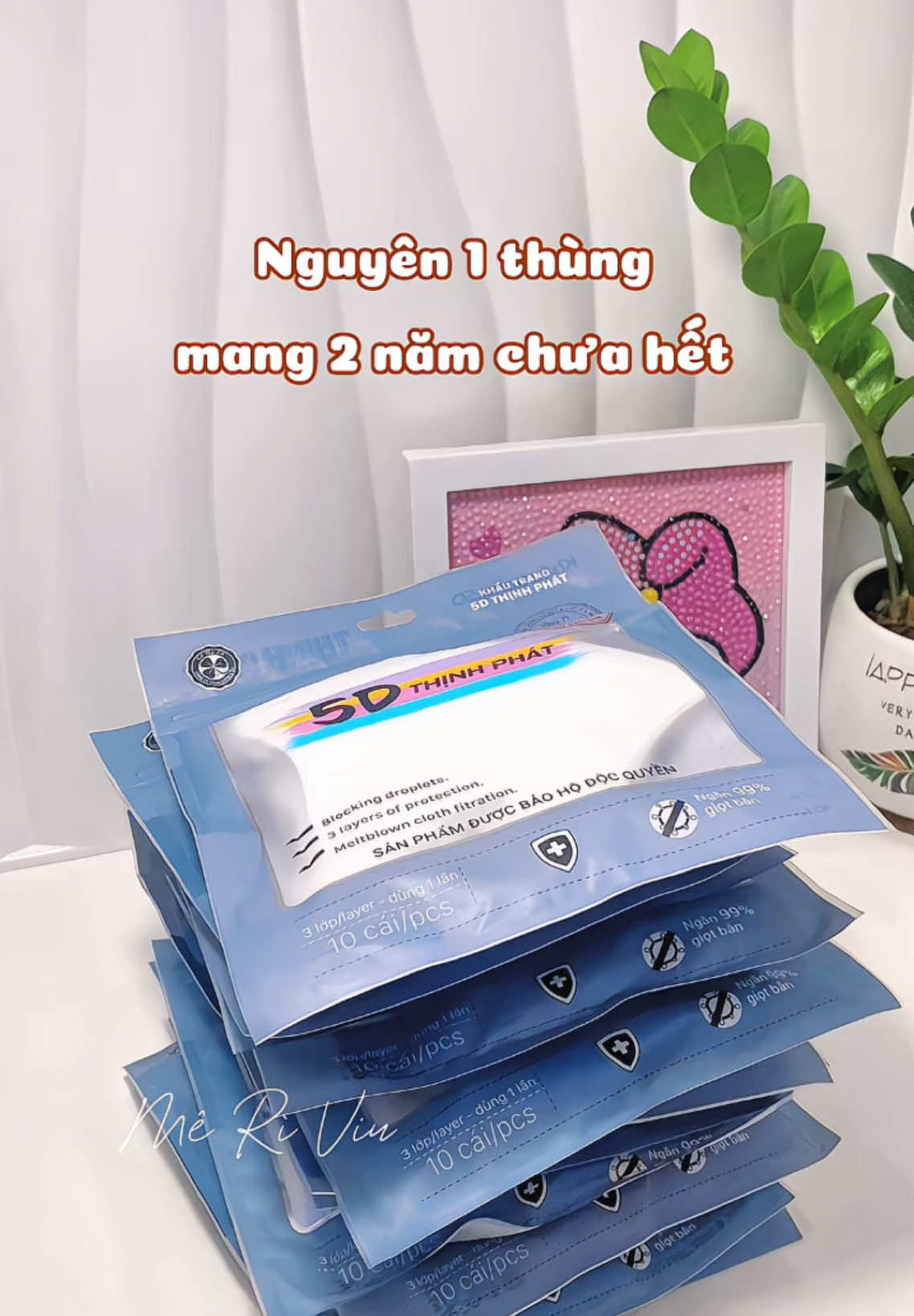 Mang khẩu trang mỗi ngày ra đường bảo vệ sức khoẻ, nhan sắc nha mấy bà #review #unboxing #meriviu #khautrang5d #khautrangthinhphat 