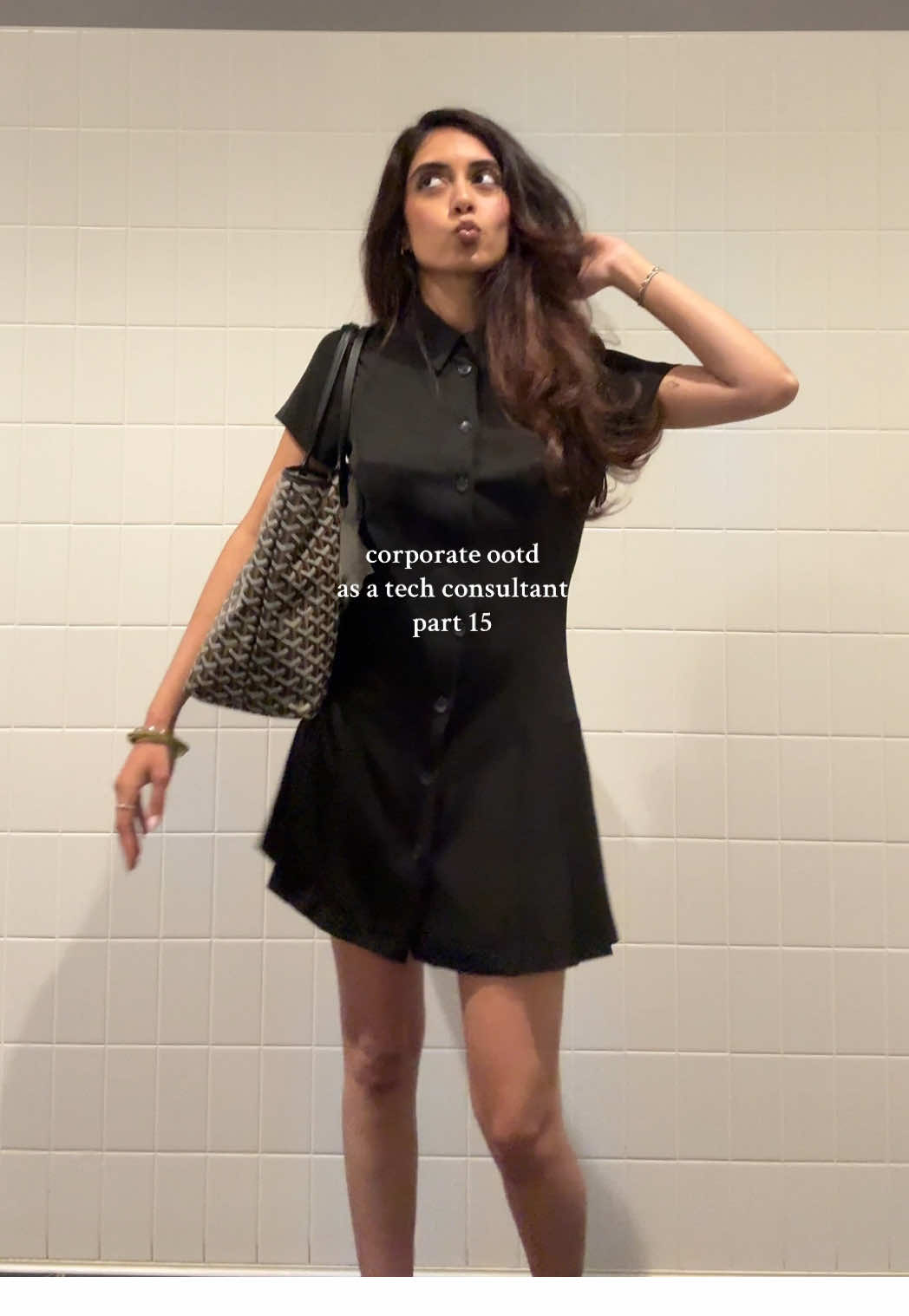 got smmm compliments on this dress at work 💃🏻💃🏻💃🏻 dress - @ZARA  heels - @Jeffrey Campbell bag - goyard #corporategirlies #browngirl #consultant #workdress #9to5 #petitefashion #desi #fashion #workfit #officeootd #officelife #corporatelife #southasian #girly 