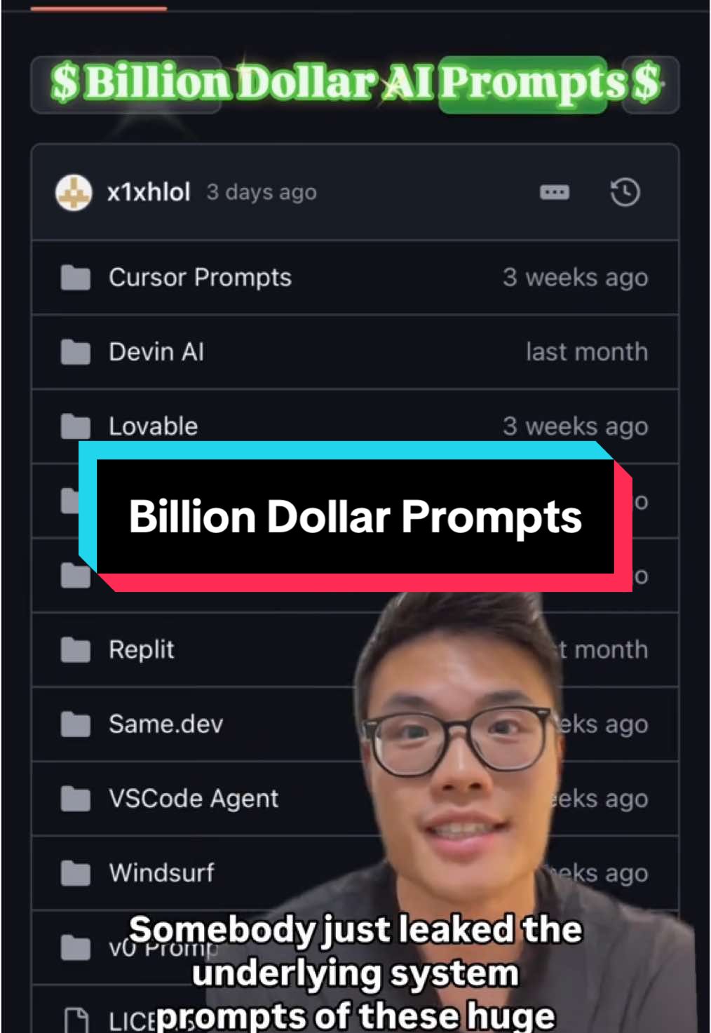 These leaked system prompts are worth over $1 BILLION. They power the biggest AI startups like Cursor, Manus, Lovable & Bolt. Comment or DM me “System” if you want the link. #aiprompts #viraltech #artificialintelligence #aitips #promptengineering #creatorsearchinsight #fyp 