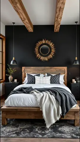 Black Bedroom Anyone?  it's a Yes from me 👏🖤✨️ #bedroomdesign #bedroommakeover #blackbedroom #interiordecor #homedecorideas 