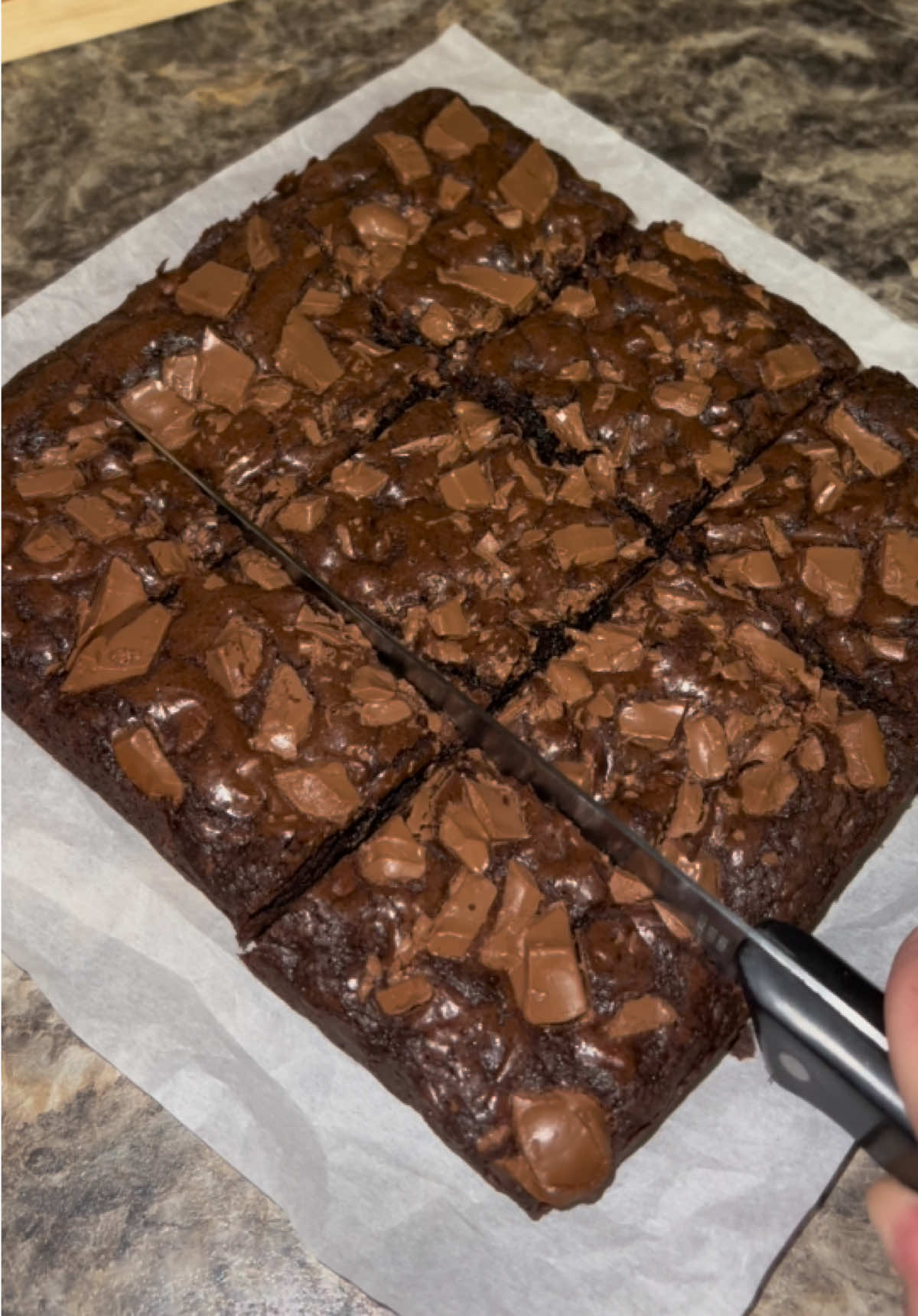 Brownie O’clock 🍫 #brownies #baking #EasyRecipe #chocolate #fyp  Step 1: 1/2 cup unsalted butter (melt) 1/2 cup cocoa powder (I used Ghirardelli Dutch Process) 1 teaspoon espresso (optional but it gives your brownies a richer chocolate flavor)  - Mix ingredients and set aside.  Step 2: 2 eggs 1 cup granulated sugar 2 teaspoons vanilla extract  - Whisk together until pale or until you can’t feel anymore sugar when you rub your finger tips together. *Once that is all incorporated, add in your chocolate mixture. Step 3: 3/4 cup all purpose flour 1/2 teaspoon baking powder  1/2 teaspoon salt 1 cup chocolate chips (I used Tollhouse milk chocolate chips) -You’re going to be adding your dry ingredients into the same wet ingredients bowl.   *Pour into a 8x8 pan and bake for 20-25 minutes. Top off with flaky sea salt OR extra chocolate (optional). 