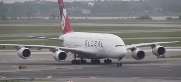 Global Airlines makes first flight from Glasgow over to New York ✈️ #a380 #newyorkcity #glasgow #firstflight #fyp #view #landed 