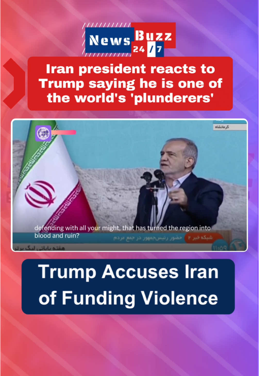 On Tuesday, Donald Trump claimed Iran’s leaders are “stealing their people’s wealth to fund terror and bloodshed abroad.” Iran’s presidential candidate Masoud Pezeshkian responded, saying Iran seeks “peace and calm.” Meanwhile, Iran’s foreign minister has met with Trump’s special envoy four times in efforts to revive the nuclear deal. ⸻ #NewsBuzz247 #TrumpNews #IranUpdate #MiddleEastPolitics #NuclearDeal #MasoudPezeshkian #USIranRelations #PeaceTalks #GlobalNews #DiplomacyMatters #UKTrending #WorldPolitics #FYP #FYF #Geopolitics #LondonNews #BreakingNews