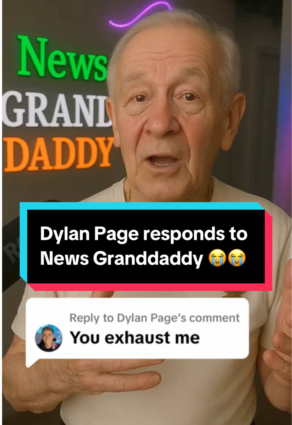 Dylan Page responds to News Grandaddy 😭 #dylanpage #newsbaby #newsgranddaddy 