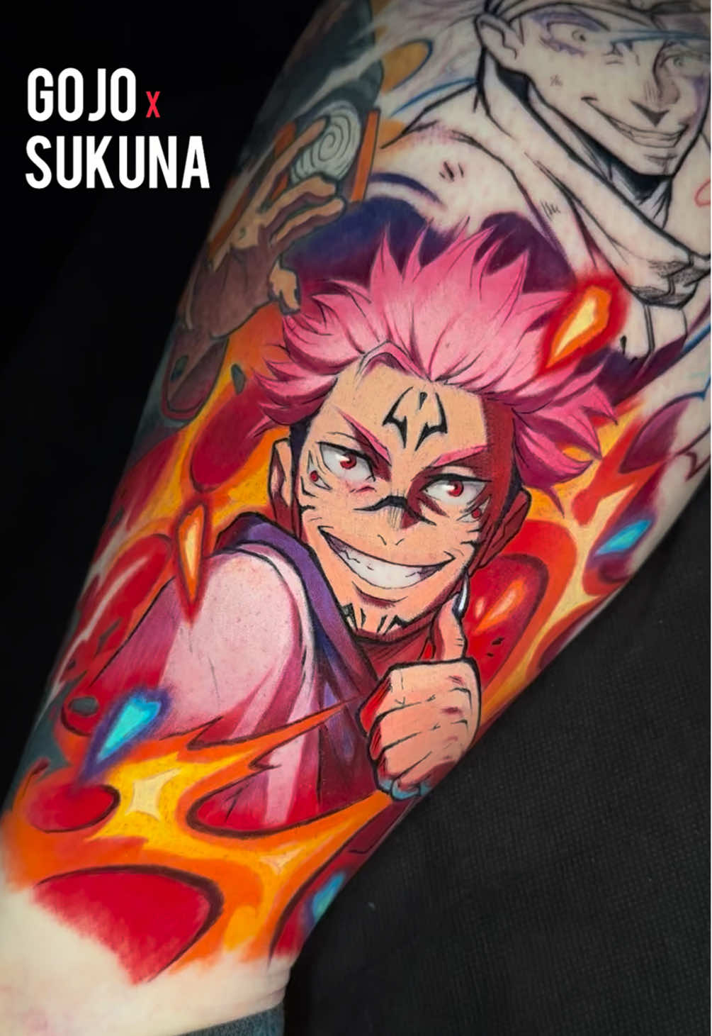 Gojo x Sukuna 🔥 I would love to tattoo more JJK! So hit me up and let’s do your favorite fight on your skin!😤 #sukuna #jjk #gojo #jūjutsu #jujutsukaisen #tattoo #animetattoo #animetattoos 