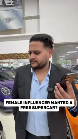 Female influencer wanted a FREE CAR! 🤦‍♂️ #thedealcloser #fyp #supercars #porsche #carguy 