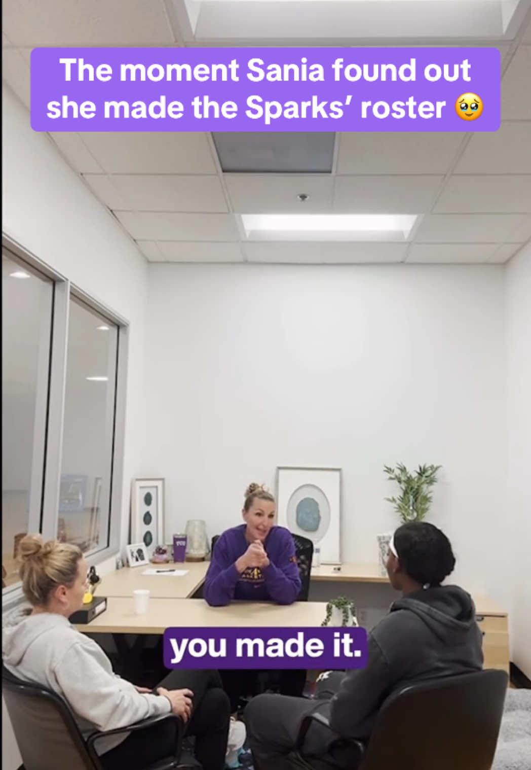 Sparks GM Raegan Pebley informed Sania Feagin, the 21st pick in the WNBA draft, she made the team's final roster. Wait for her mom's and Dawn Staley's reaction on FaceTime ❤️ (via @The Los Angeles Sparks)  #WNBA #womensbasketball #southcarolinawbb #dawnstaley 