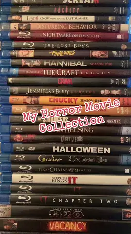 My 10 year old self wouldn’t believe me for a second if I told him that we grew up to become a Horror fan!!! 😜 #physicalmedia #physicalmediacollector #physicalmediacollection #horror #horrormoviecollector #thelostboys1987 #nightmareonelmstreet #it1990 #it2017movie #itchapter2 #scream #scream6 #thefacultymovie #thefaculty1998 #istillknowwhatyoudidlastsummer #disturbingbehaviormovie #halloweenh20yearslater #cherryfalls2000 #texaschainsawmassacre2003 #vanhelsing2004 #themummy1999 #thevacancy2006 #monsterhouse2006 #jennifersbody #coraline #hannibalseries #thefinalgirls2015 #thestrangerspretatnight #halloween2018movie #crawl2019 #thecraftlegacy #chuckytvseries #prettylittleliarsoriginalsin 