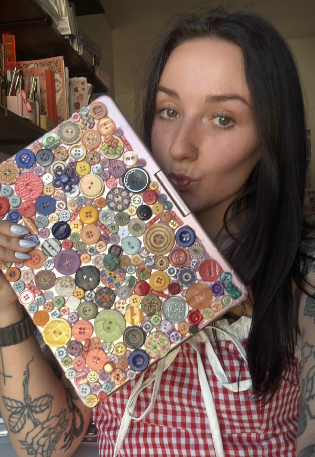 okay this turned out SO CUTE. in love. Do we think I should add glitter glue on top or nah?  #buttons #crafts #crafty #artsandcrafts #button #tts #tiktokshop 