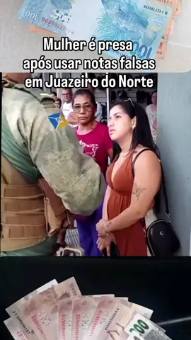 Uma mulher de 21 anos foi presa na tarde de hoje por usar notas falsas para fazer compras em Juazeiro do Norte, no Ceará. Mikaelly Bispo foi presa em flagrante. #Brasil #Ceara #Fortaleza #fyp #Seguranca #policia #juazeirodonorte 