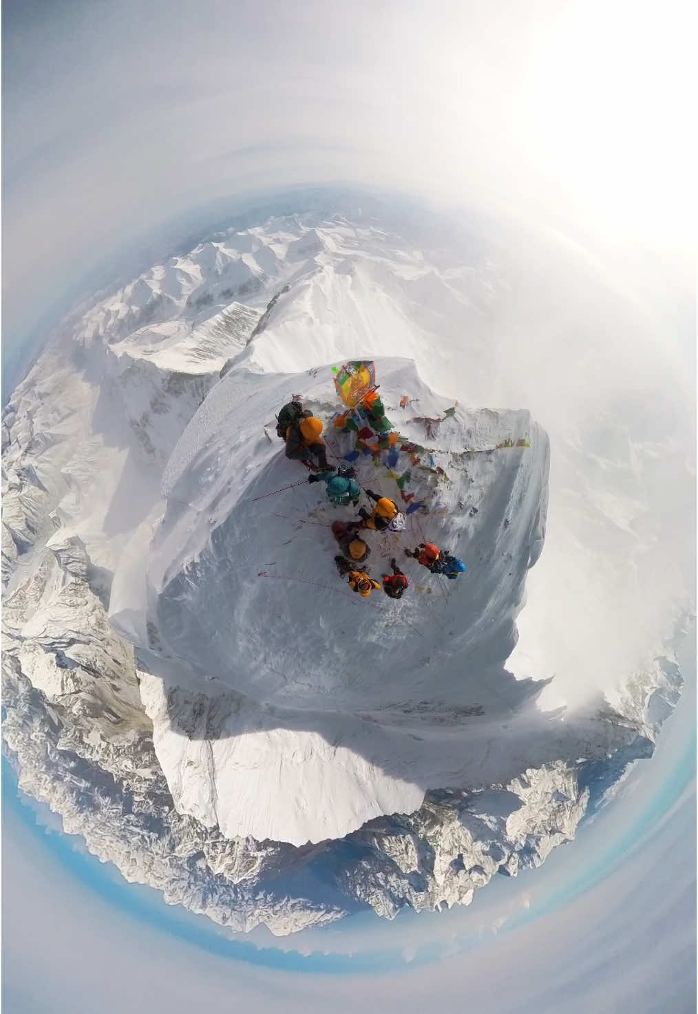 Top of Mount Everest 😮‍💨 Panoramic view from the summit of the tallest mountain in the world (8848.86 meters).  Climbing Everest from the South Col route, Nepal Himalayas.  #everest #climbing #expedition #view #world #mountains #mountaineering #himalayas #team #2025 #creatorsearchinsights #nature 