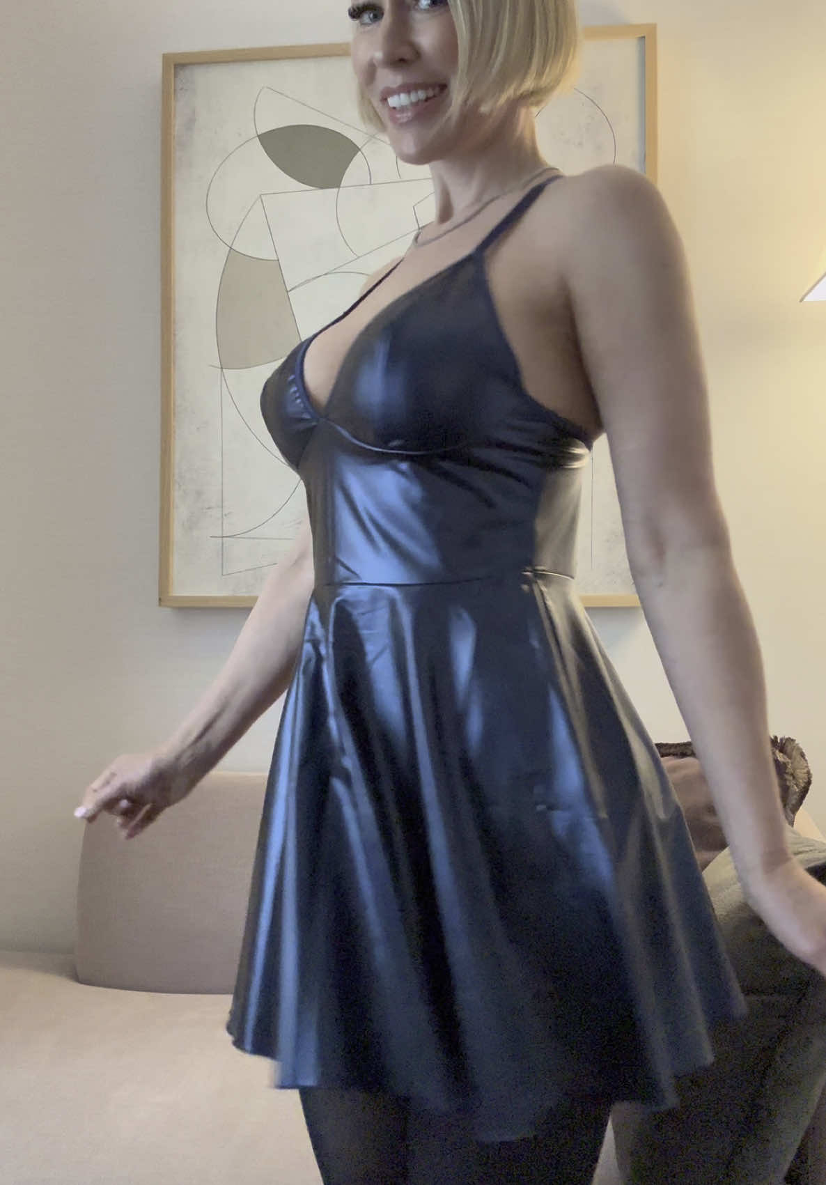 Love this dress by #ohyeah ! It’s lined to absorb sweat , has a latex leather look to it, but it’s PU leather. It’s adjustable and the straps and in the back so it fits perfect this is a size small in blue , order yours down below! #tiktokshop #tiktokpartner #ohyeah #Leatherdress #Latex #Dress #datenight 