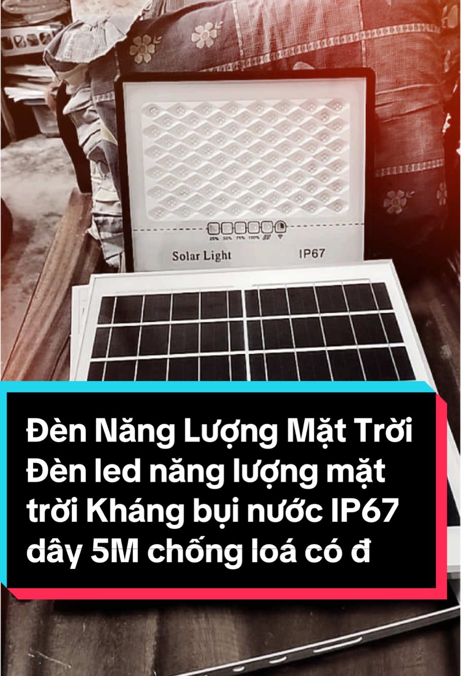 Đèn Năng Lượng Mặt Trời Đèn led năng lượng mặt trời Kháng bụi nước IP67 dây 5M chống loá có điều khiển Bảo Hành#dennangluongmattroi 