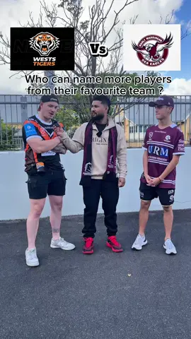 Who can name more players from their favourite team Manly vs Tigers #fyp #foryou #foryoupage #nrl #rugbyleague #tigersvsmanly #westtigers #manlyseaeagles 