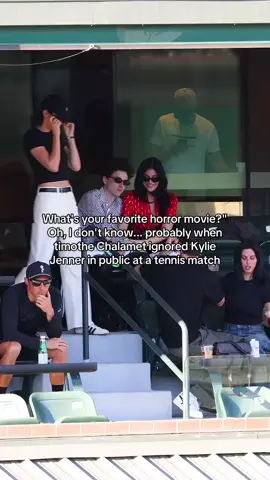My favorite horror movie? Definitely when Timothée Chalamet acted like Kylie Jenner was invisible in public #fyp #kyliejenner #timotheechalamet 