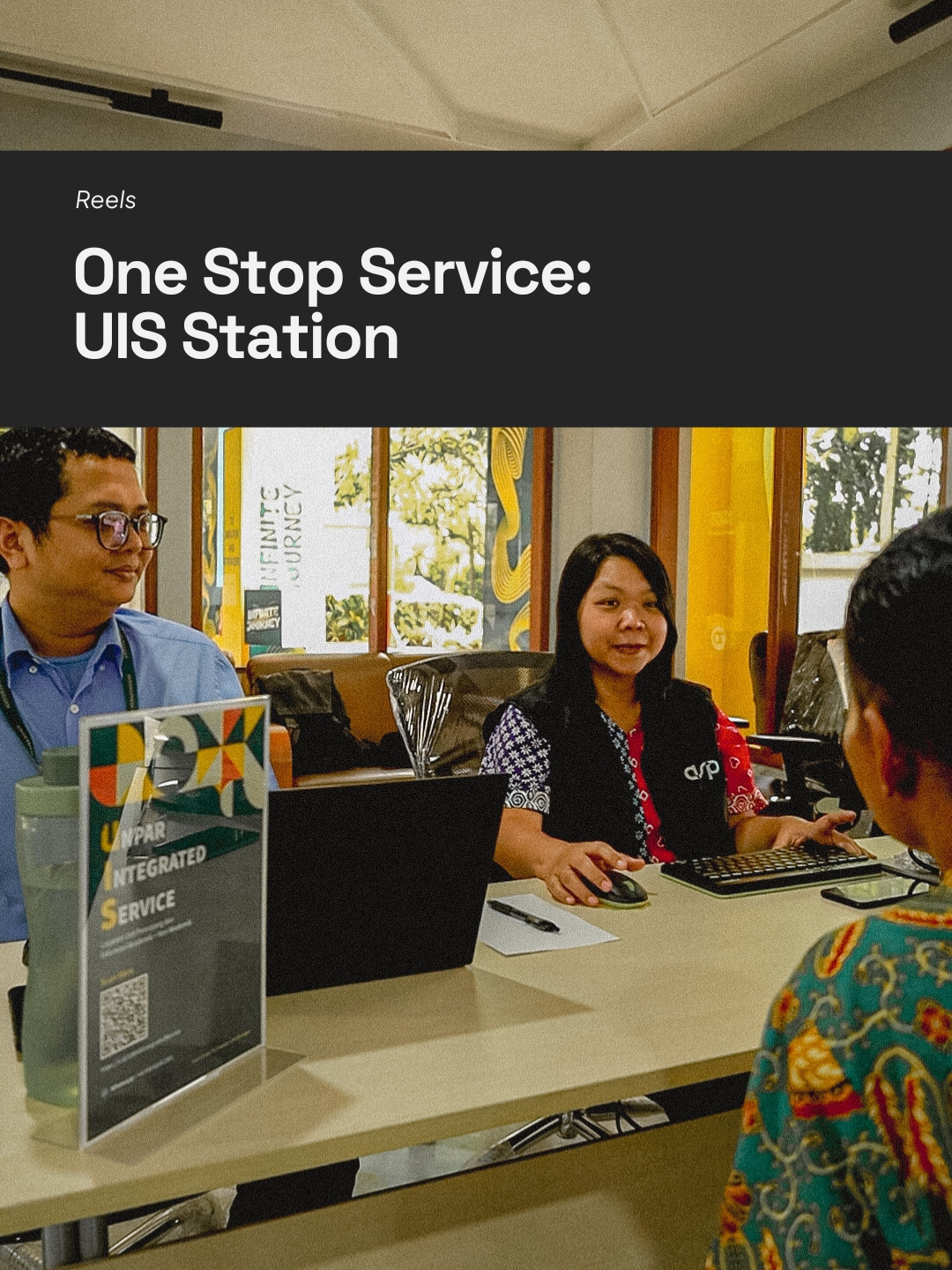 ✨ UIS Station: Layanan Satu Pintu untuk Kemudahan Komunitas Akademik UNPAR ✨ #Unparian, kini layanan satu pintu (One Stop Service): UNPAR Integrated Service (UIS) Station telah hadir di Lobby Lantai 1 Gedung Rektorat untuk mempermudah akses informasi dan administrasi bagi seluruh komunitas akademik. Disini kamu bisa mendapatkan informasi dan layanan baik akademik dan non-akademik. Sebagai bagian dari implementasi SADA (Sentralisasi Administrasi dan Desentralisasi Akademik) di lingkungan UNPAR, UIS Station dirancang untuk memberikan pelayanan yang lebih cepat, efisien, dan terintegrasi. 🕒 Jam Operasional UIS Station 📌 Senin - Kamis Shift 1: 10.00 – 12.00 Istirahat: 12.00 – 13.00 Shift 2: 13.00 – 15.00 📌 Jumat Shift 1: 10.00 – 11.30 Istirahat: 11.30 – 13.00 Shift 2: 13.00 – 15.00 Jangan ragu untuk mengunjungi UIS Station dan manfaatkan layanan ini untuk pengalaman administrasi yang lebih mudah dan nyaman. 🚀 Video diproduksi oleh Digital Team Direktorat Manajemen Aset, Keuangan, dan Sarana Prasarana. #UISstation #UNPARIntegratedService #OneStopService -------------------------------------------------- #unpar #aspunpar #weareasp #gogreat -------------------------------------------------- Email: asp@unpar.ac.id WhatsApp: +62 821-1543-3321