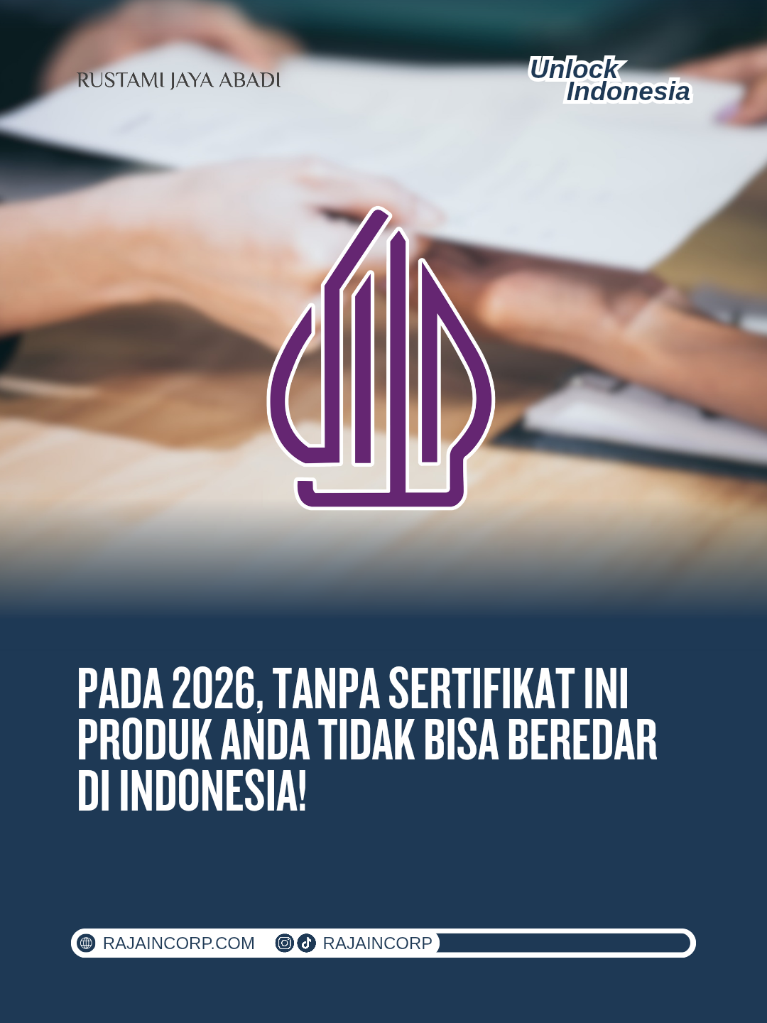 🚨 2026: TANPA SERTIFIKAT HALAL, PRODUK ANDA TIDAK BISA MASUK INDONESIA! Indonesia adalah pasar besar dengan mayoritas konsumen Muslim. Mulai Oktober 2026, sertifikat halal menjadi WAJIB untuk berbagai produk seperti: ✔️ Kosmetik ✔️ Suplemen makanan ✔️ Produk kimia ✔️ Peralatan rumah tangga ✔️ Alat kesehatan kelas A ...dan lainnya! ❗️Pastikan produk Anda sudah bersertifikat halal sesuai standar Indonesia. ✨ Bersama Rustami Jaya Abadi, prosesnya lebih MUDAH. Kami bantu: ✅ Pengisian form halal ✅ Cek legalitas perusahaan ✅ Dokumen sertifikasi lengkap ✅ Registrasi SHLN & BPJPH ✅ Dokumen tambahan & legalisasi 📲 Hubungi kami sekarang Wechat: Rajaincorp WhatsApp: + 62 838 7756 2583 Email: Rjaoperational@gmail.com . . #HalalCertification #IndonesiaHalal #ExportToIndonesia #SertifikatHalal #HalalMarket #HalalRegulation #BPJPH #HalalLawIndonesia #GlobalHalal #HalalCosmetics #HalalSupplements #HalalProducts #HalalBusiness #InternationalTrade #ImportIndonesia #ExpandToIndonesia #LegalizeYourProduct #HalalIsAKey